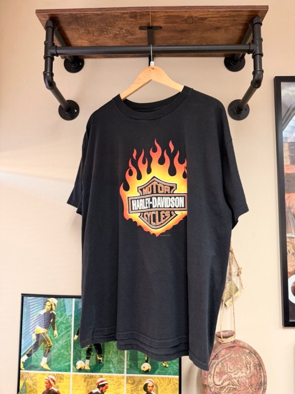 90s Harley Davidson Vintage Classic Flame Logo Biker Shirt Motorcycles